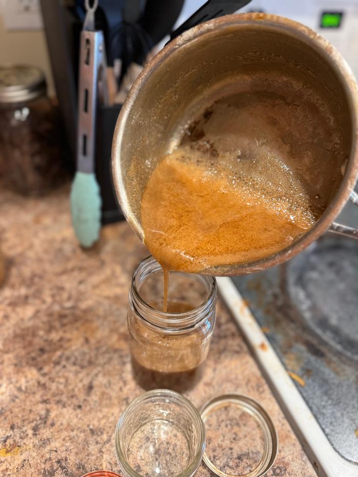 After transferring it to the smallest pot I own, I carefully simmered it down into the final product.