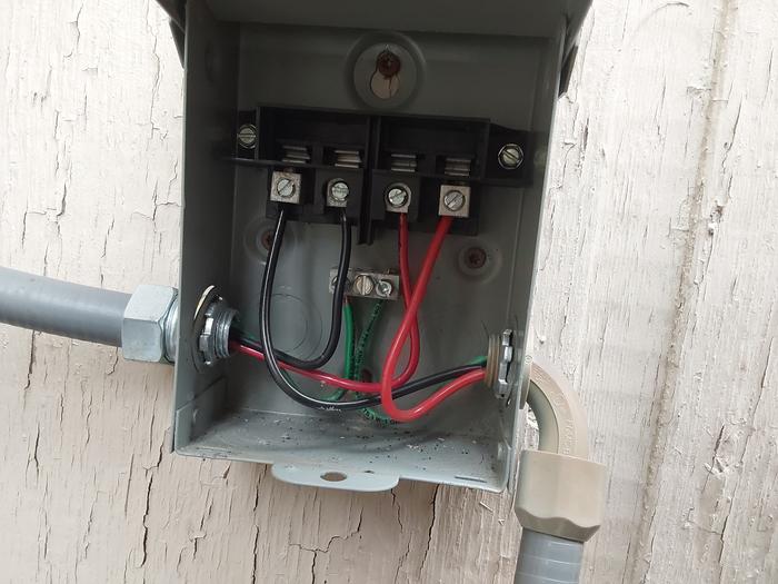 The 240 VAC endpoint - the non-fused disconnect 