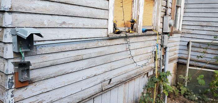 conduit and boxes in place