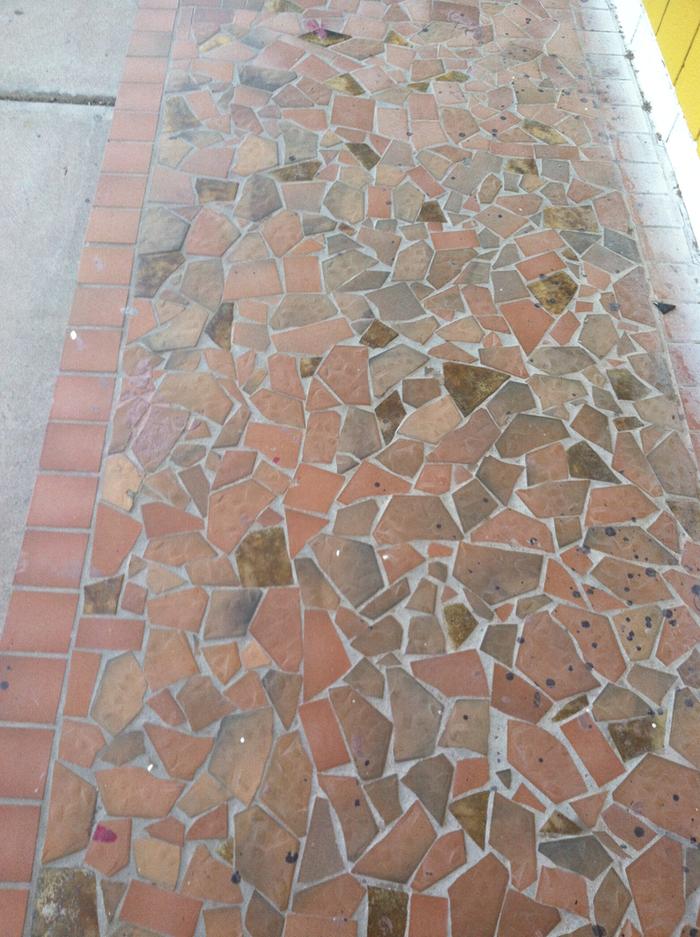 Broken quarry tile patio