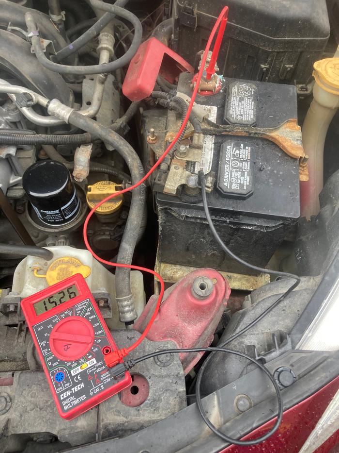 The new voltage on the running vehicle