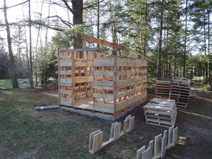 Beam is up and rafter template is in place to test angles and birds mouths