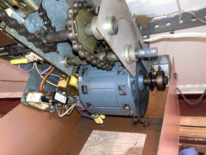 The pulley removed and the bushing back in place