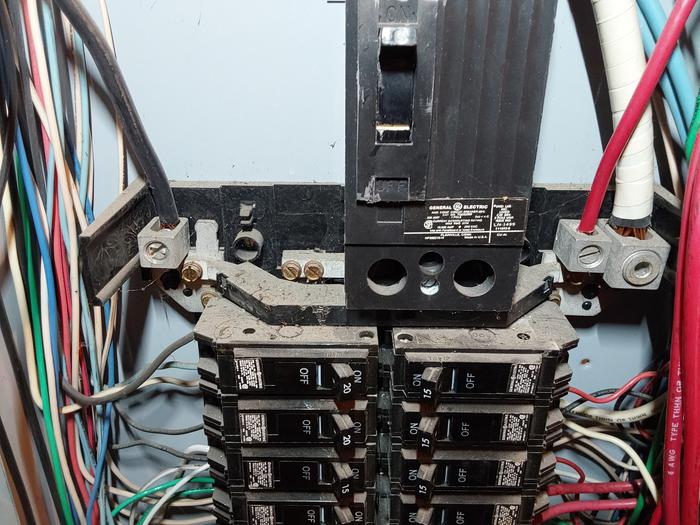 The main breaker box before the sub (thankfully there's a spot for another ground lug) 