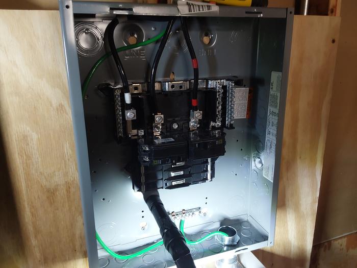 100 amp sub-panel, fed from the top of the box
