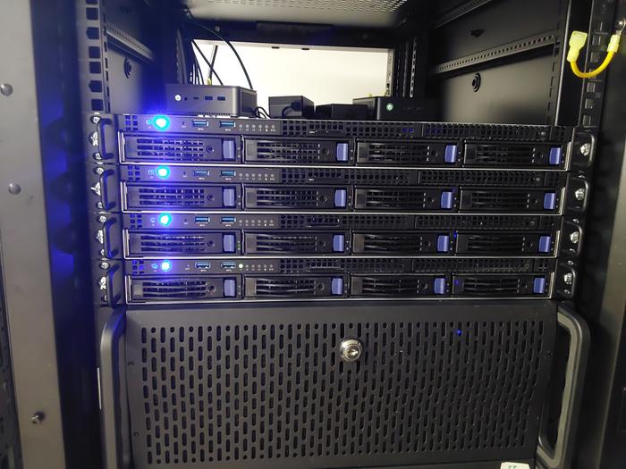 The servers are up and running on grid power while the powerwall system is being installed