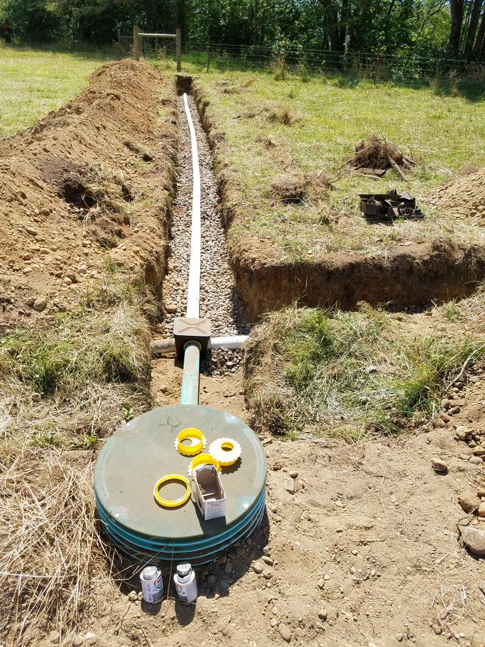 South drain field line excavated.