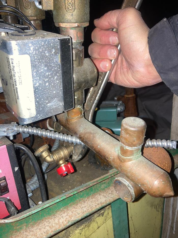 Removing parts from a spare old furnace