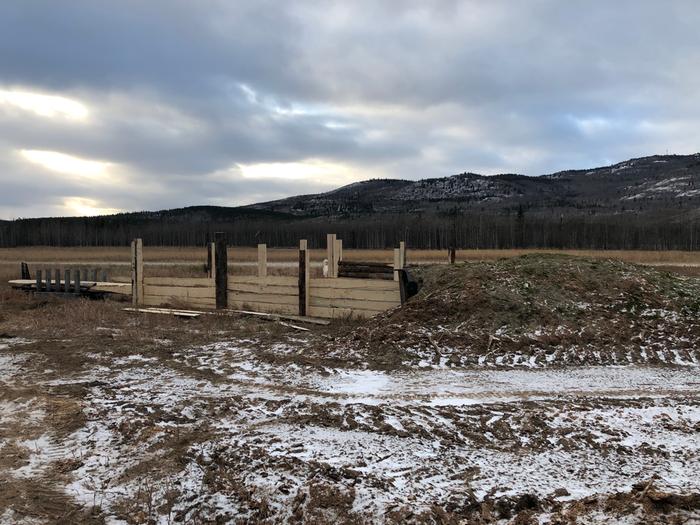 posts and railings infront of wofati pig shelter