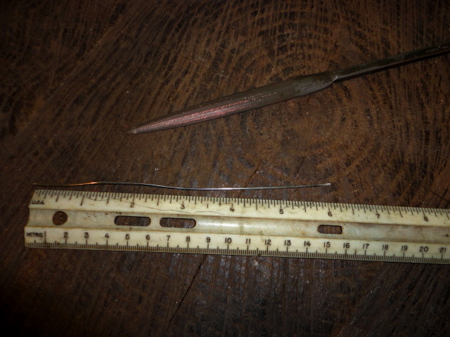 After the first pull I gained about a half inch in length. I need to file the end narrow to fit through the next smaller hole just enough to grab.