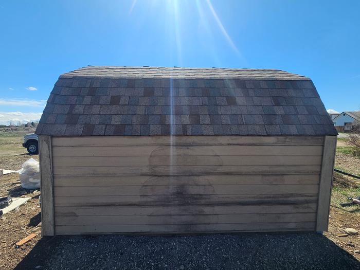 Unpainted shed side