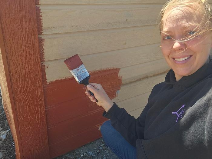 Me painting rhe second wall, about halfway through 