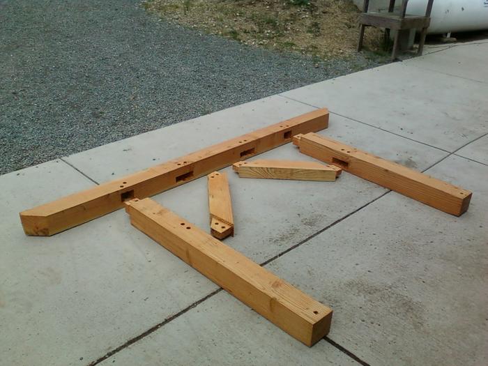 Timber framing mortise and tenons.