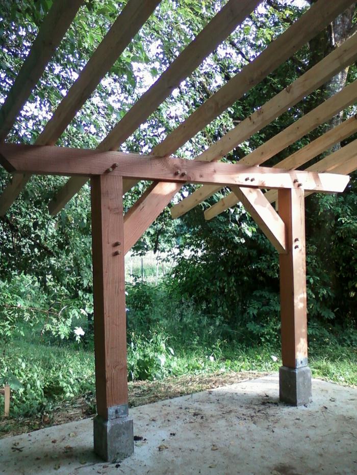 Beam and rafters installed.