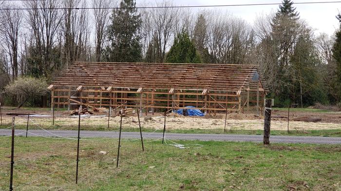 Repairing the barn.