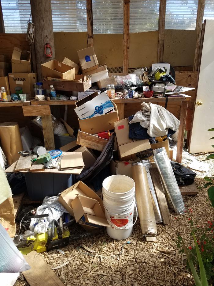 actual summer config in greenhouse - its a dumping ground