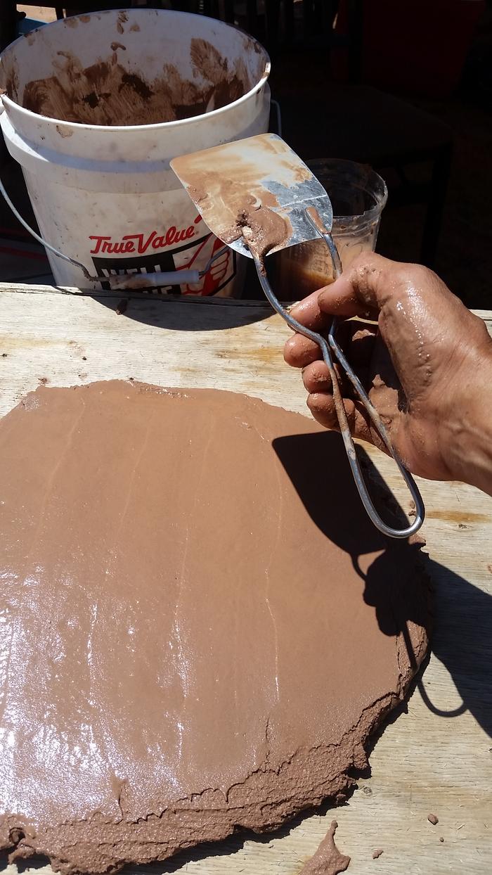 Our dirt + water; no other amendments, spread onto a board