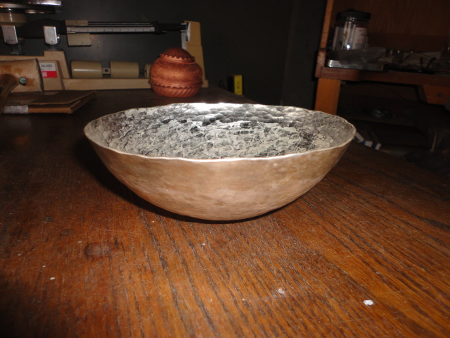 The final result of the sinking work for this silver bowl.