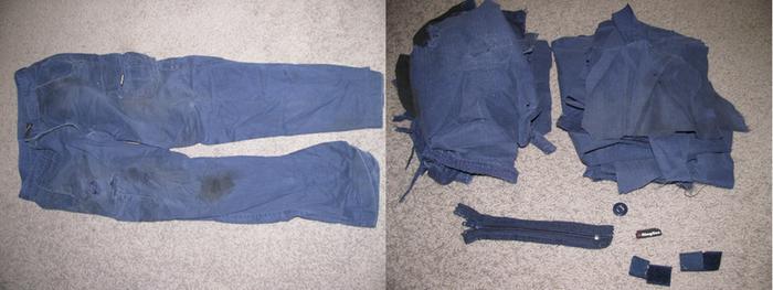 Harvesting gifted worn uniform pants for patches