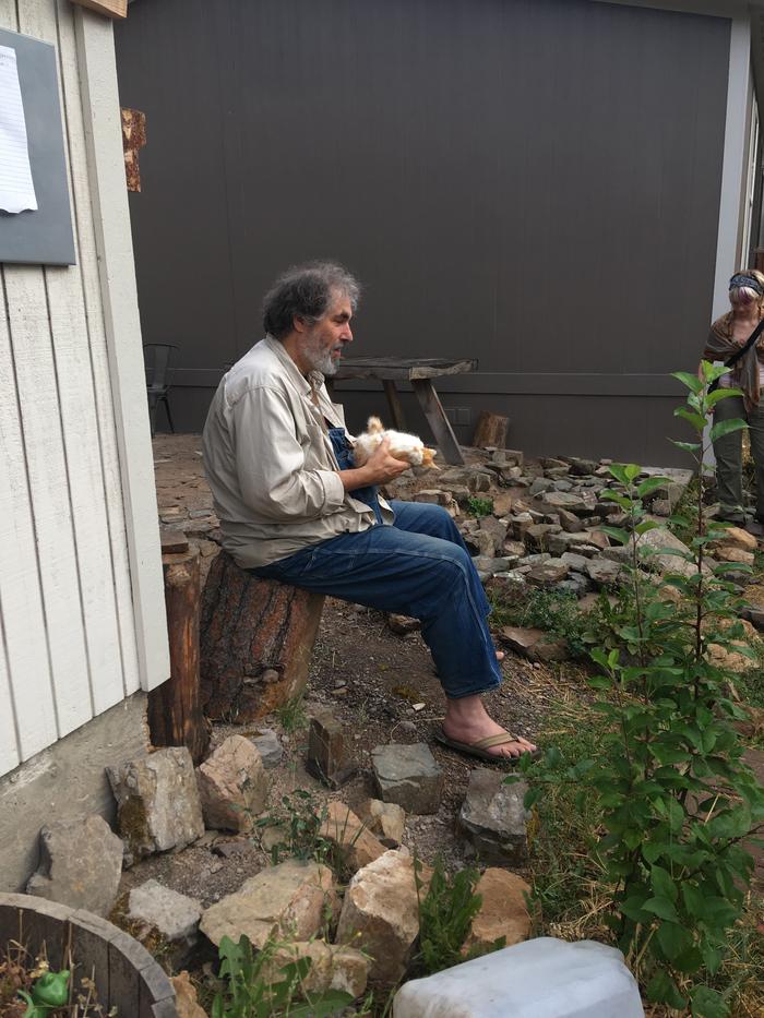 paul wheaton holding a cat