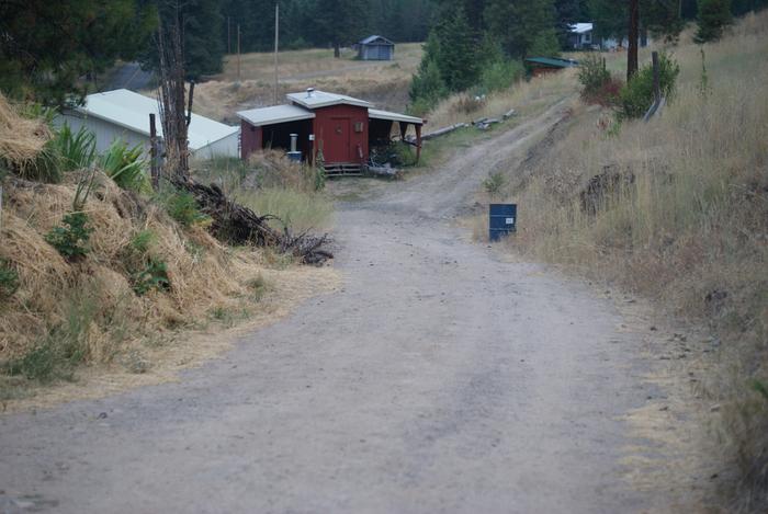 The Road to Red Cabin, Willow Bank to right, Shop to left