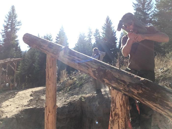 Rebar nail into posts by Daniel.. a great shoulder workout too!