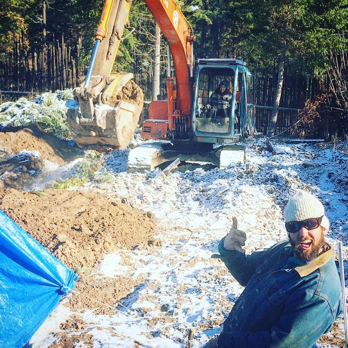 Clayton on the excavator 