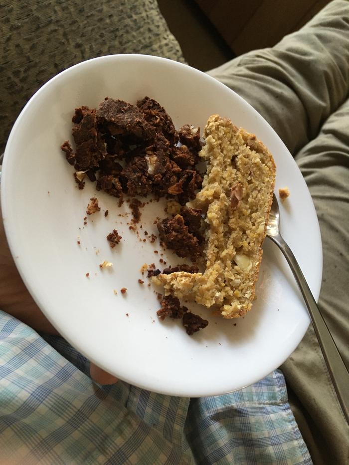 Corn (right) came out good—tastes like a breakfast meal, which is what I was going for!.. cacao (left) tastes good, and as you can see is very crumbly, so it needs maybe some coconut milk next time :)