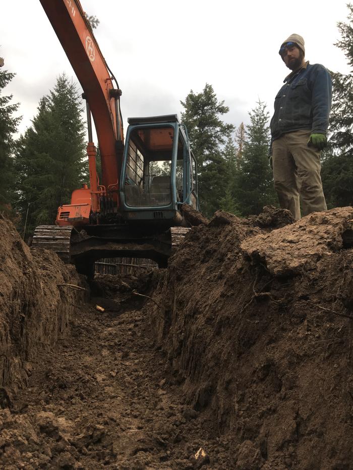 Josiah dug a trench for the drain pipe