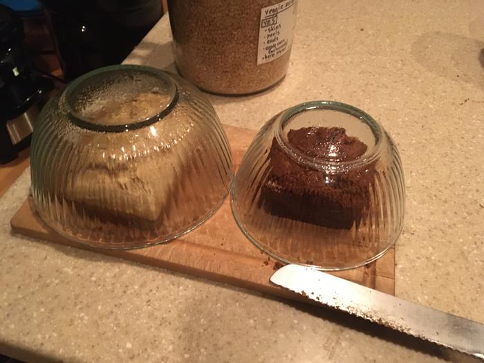 Pumpkin bread and wheat bread baked last night