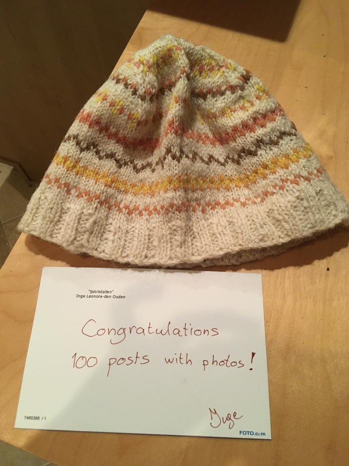 Amazing hand crafted beanie from Amsterdam.. wow... I love the colorful squiggles!! Thanks Inge!!!