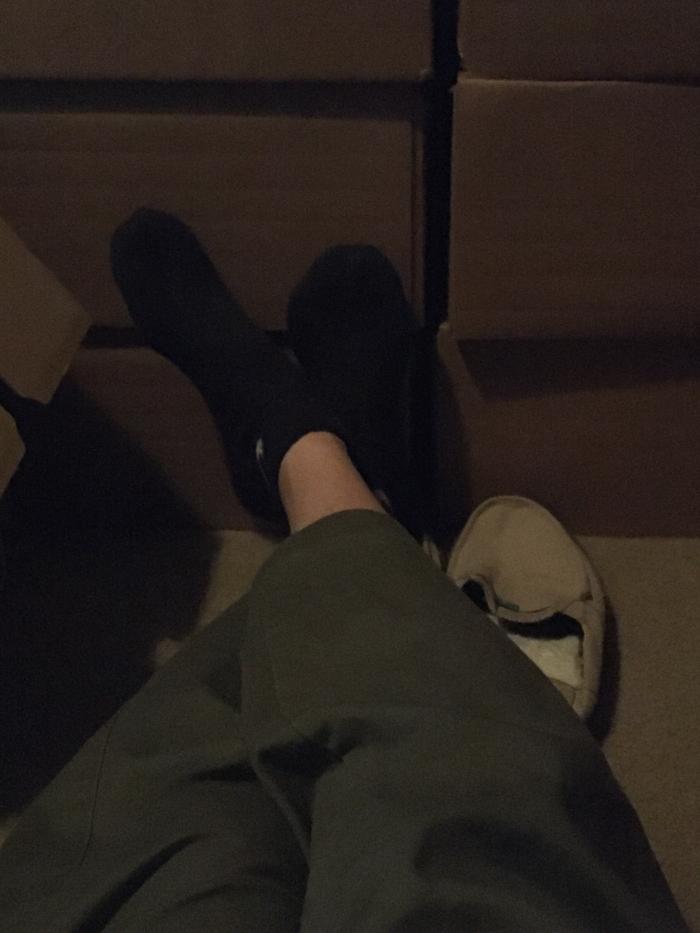 Cottony socks, cottony slippers with sheep lining, cotton khaki baggy pants.. how I like to lounge 