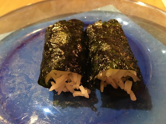 She used to make me these for snacks while I was studying.. they were so good that I had to stop studying to come downstairs and eat more.. rice wrapped in seaweed paper.. I made some for the boots tonight.. and this is my plate 