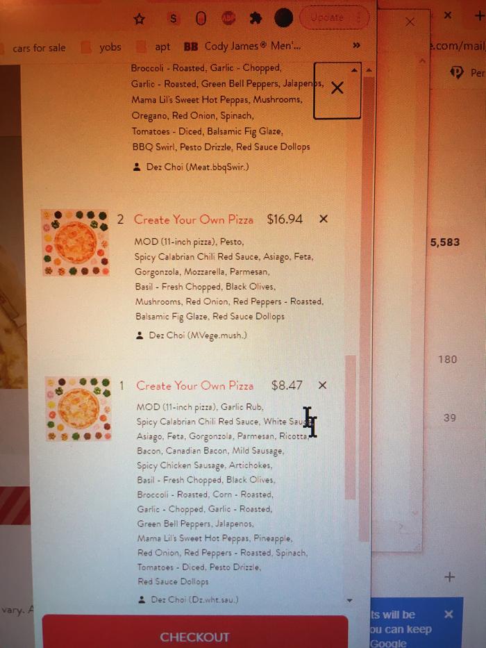 Backing up the pizza order in case the website glitches.. being a professional by preparing the order ahead of time