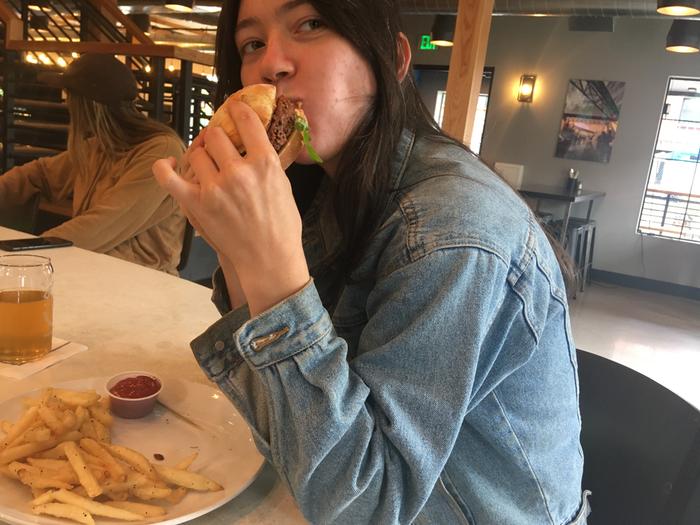 M got a haircut and a vegan burger 