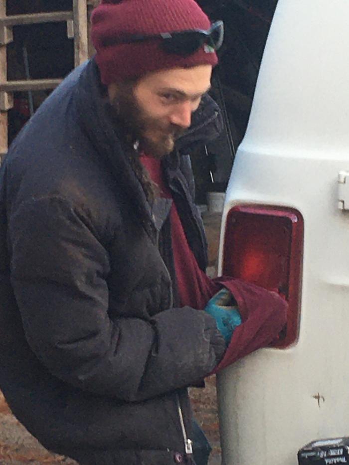 Polishing the new lens after install.. toots no longer has broken taillight! The joy this to me is ridiculous