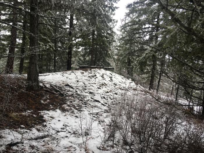 Top of volcano snowy day