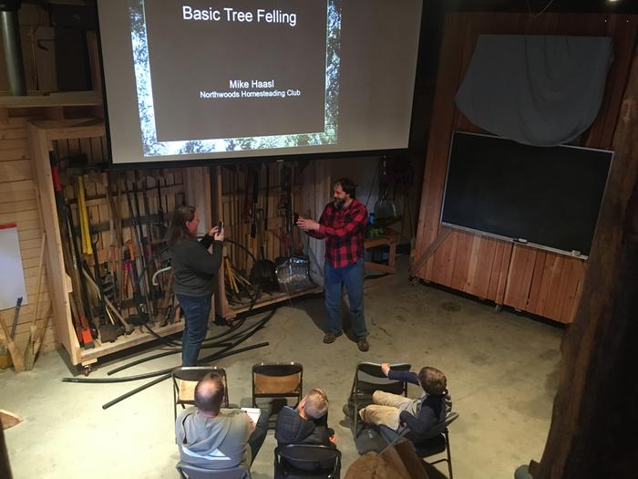 Mike teaches safety for felling trees!