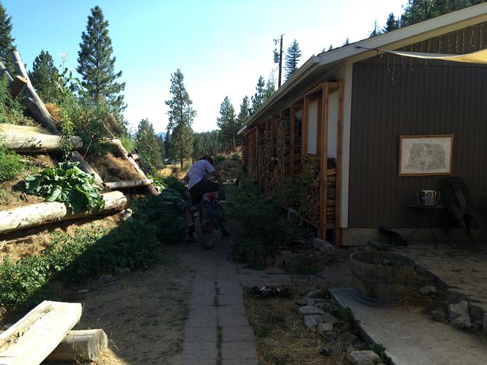 David has been staying here and helping with all sorts of things.. now he rides to his home for the night..