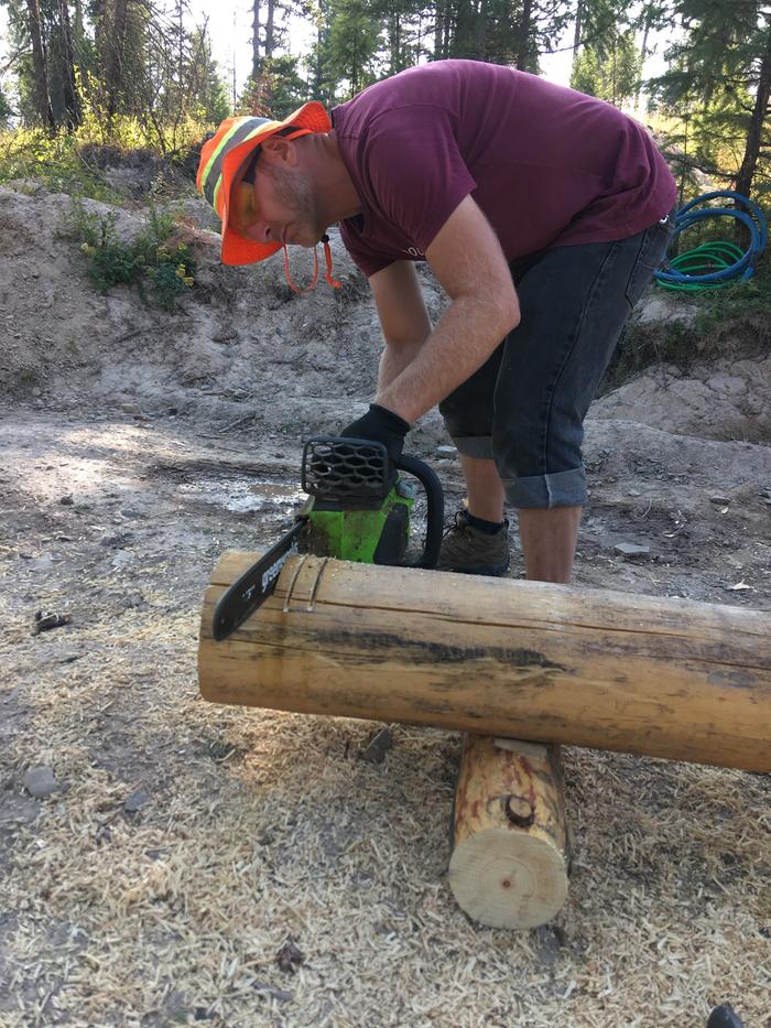 Round wood framing at the pump house