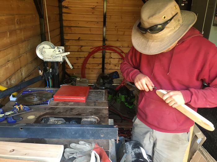 Helping Fred make a table saw cover plate