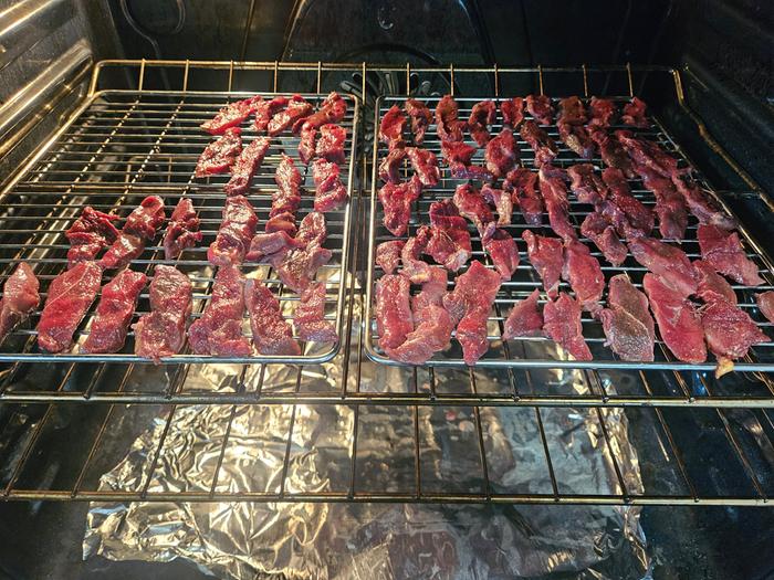 Duck jerky in oven