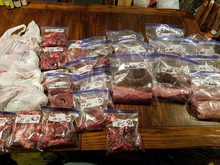 Deer meat bagged