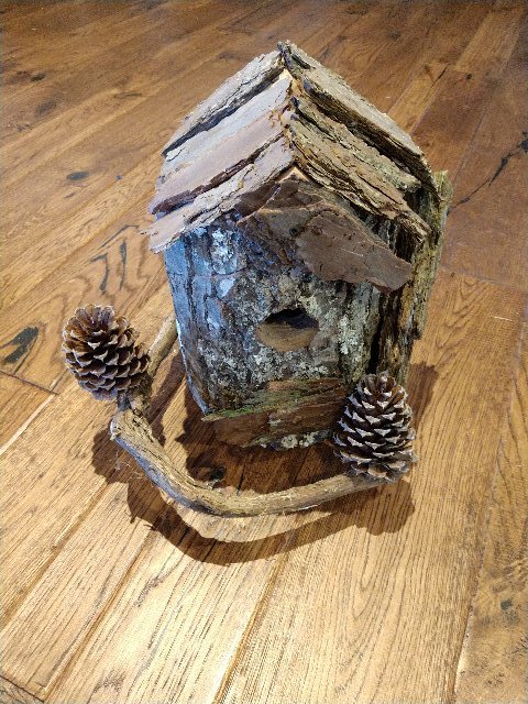 bird-house made from log