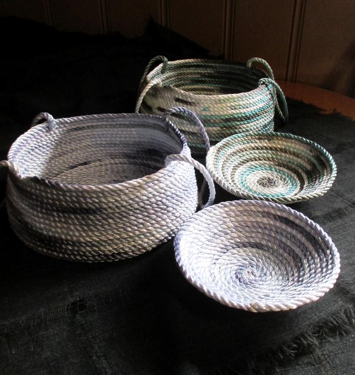 dyed nylon rope baskets and bowls