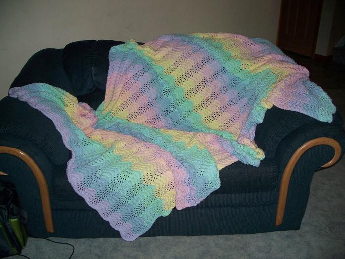 Just a pastel rainbow afghan I knitted for a friend