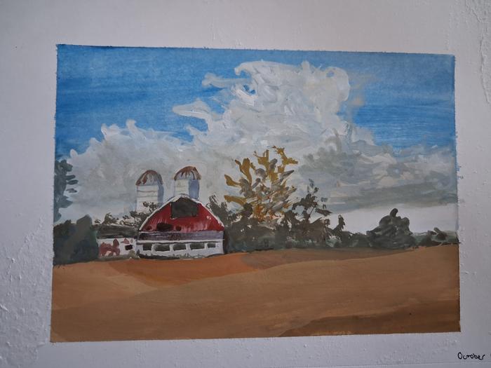 A barn - first attempt at gouache
