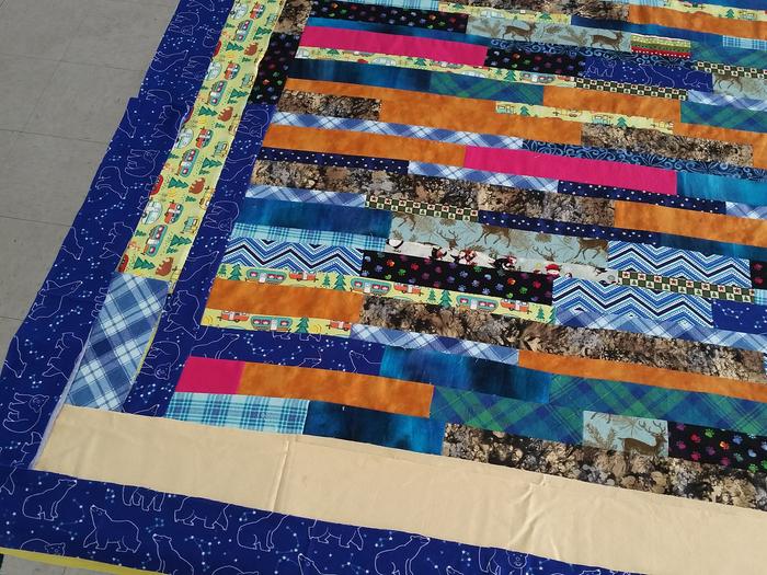 colorful strip quilt top