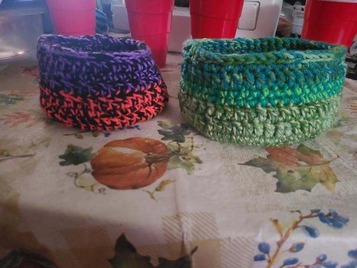 crocheted baskets