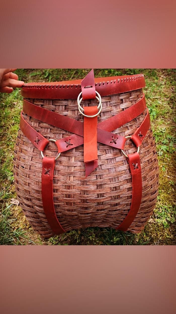 hand crafted basket backpack - front